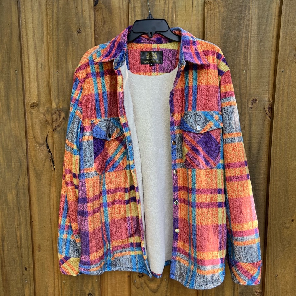 JonviDesign Vintage MultiColor Plaid Button/Snap Jacket - Picture 3 of 13